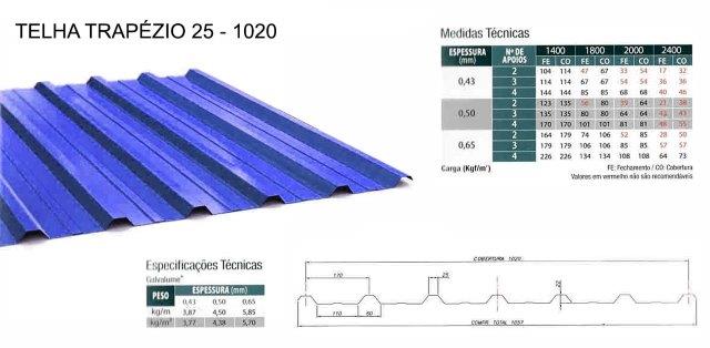 Telha Metálica Trapezoidal AT 40/980  NBR 14.514 - Ananda Metais -  Catálogo de Arquitetura